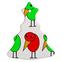 Green And Red Birds Christmas Tree Ornament (2 Sides)