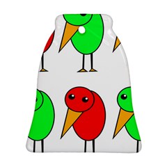 Green And Red Birds Bell Ornament (2 Sides)