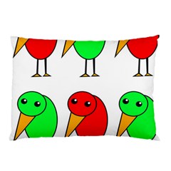 Green And Red Birds Pillow Case (two Sides) by Valentinaart