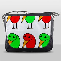 Green And Red Birds Messenger Bags by Valentinaart