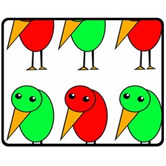 Green And Red Birds Double Sided Fleece Blanket (medium) 