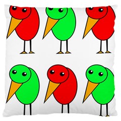 Green And Red Birds Large Flano Cushion Case (two Sides) by Valentinaart