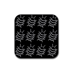 Bugs Pattern Rubber Coaster (square)  by Valentinaart