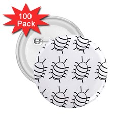 White Bug Pattern 2 25  Buttons (100 Pack)  by Valentinaart