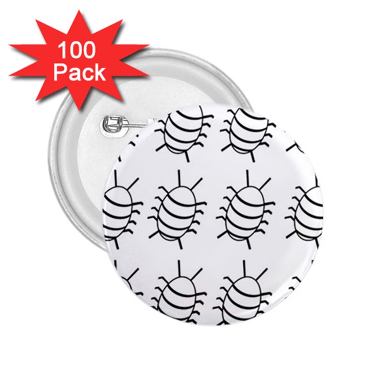 White bug pattern 2.25  Buttons (100 pack) 