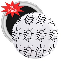 White bug pattern 3  Magnets (10 pack) 