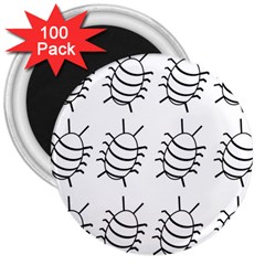 White bug pattern 3  Magnets (100 pack)