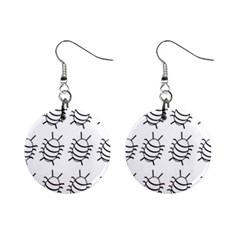 White bug pattern Mini Button Earrings