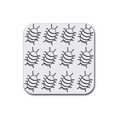 White Bug Pattern Rubber Coaster (square)  by Valentinaart