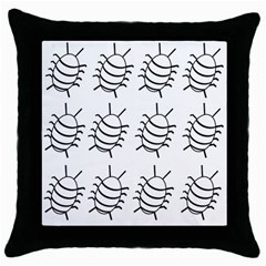 White bug pattern Throw Pillow Case (Black)