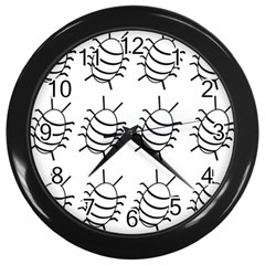 White Bug Pattern Wall Clocks (black) by Valentinaart