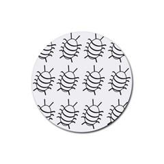 White Bug Pattern Rubber Coaster (round)  by Valentinaart