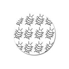 White bug pattern Magnet 3  (Round)