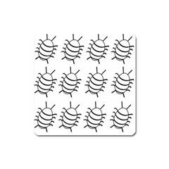 White bug pattern Square Magnet