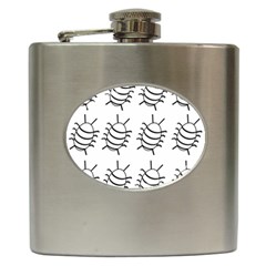 White Bug Pattern Hip Flask (6 Oz) by Valentinaart