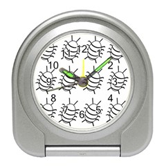 White bug pattern Travel Alarm Clocks