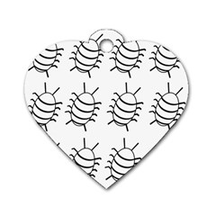 White bug pattern Dog Tag Heart (One Side)