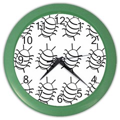 White bug pattern Color Wall Clocks