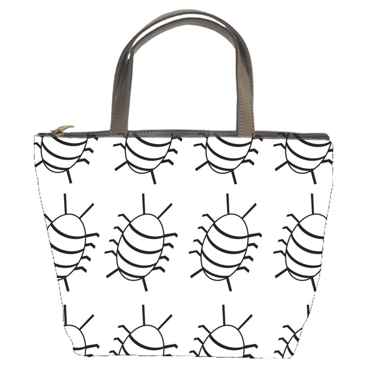 White bug pattern Bucket Bags