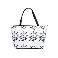 White Bug Pattern Shoulder Handbags by Valentinaart