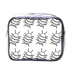 White Bug Pattern Mini Toiletries Bags by Valentinaart