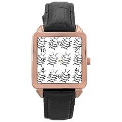 White bug pattern Rose Gold Leather Watch 