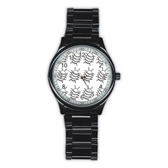 White bug pattern Stainless Steel Round Watch