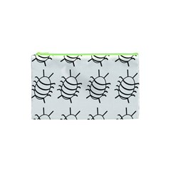 White Bug Pattern Cosmetic Bag (xs) by Valentinaart