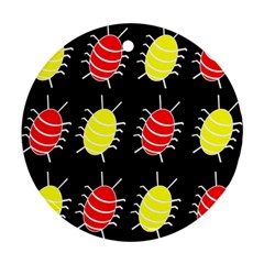 Red And Yellow Bugs Pattern Ornament (round)  by Valentinaart