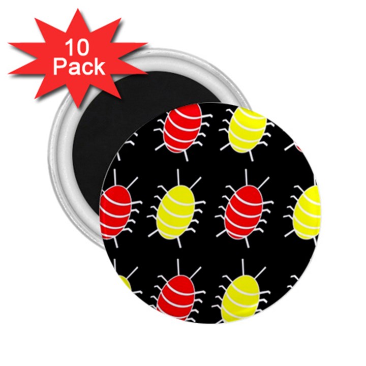 Red and yellow bugs pattern 2.25  Magnets (10 pack) 