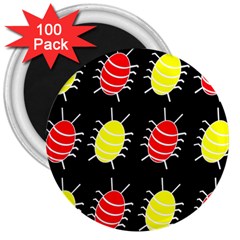 Red And Yellow Bugs Pattern 3  Magnets (100 Pack) by Valentinaart