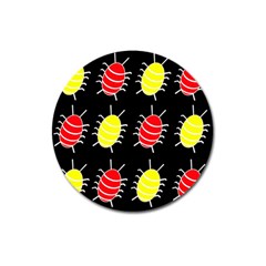 Red And Yellow Bugs Pattern Magnet 3  (round) by Valentinaart