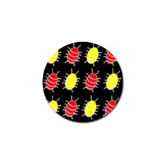 Red And Yellow Bugs Pattern Golf Ball Marker by Valentinaart