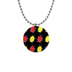 Red And Yellow Bugs Pattern Button Necklaces by Valentinaart