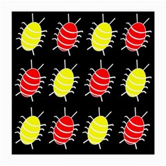 Red And Yellow Bugs Pattern Medium Glasses Cloth by Valentinaart