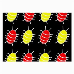 Red And Yellow Bugs Pattern Large Glasses Cloth (2-side) by Valentinaart