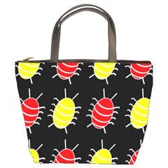 Red And Yellow Bugs Pattern Bucket Bags by Valentinaart