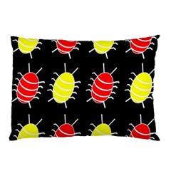 Red And Yellow Bugs Pattern Pillow Case by Valentinaart