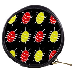 Red And Yellow Bugs Pattern Mini Makeup Bags by Valentinaart