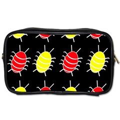 Red And Yellow Bugs Pattern Toiletries Bags 2-side by Valentinaart