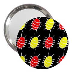 Red And Yellow Bugs Pattern 3  Handbag Mirrors by Valentinaart