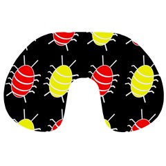 Red And Yellow Bugs Pattern Travel Neck Pillows by Valentinaart