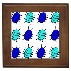 Blue Bugs Framed Tiles by Valentinaart