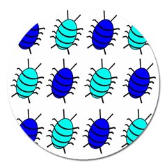 Blue Bugs Magnet 5  (round) by Valentinaart