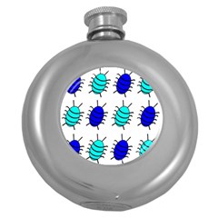 Blue Bugs Round Hip Flask (5 Oz) by Valentinaart