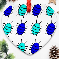 Blue Bugs Heart Ornament (2 Sides) by Valentinaart