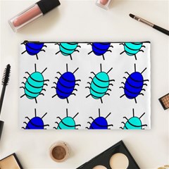 Blue Bugs Cosmetic Bag (large)  by Valentinaart