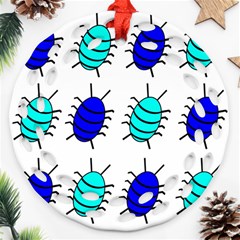 Blue Bugs Round Filigree Ornament (2side)