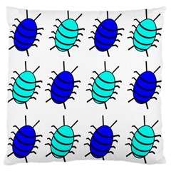 Blue Bugs Large Flano Cushion Case (one Side)