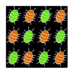 Green And Orange Bug Pattern Tile Coasters by Valentinaart